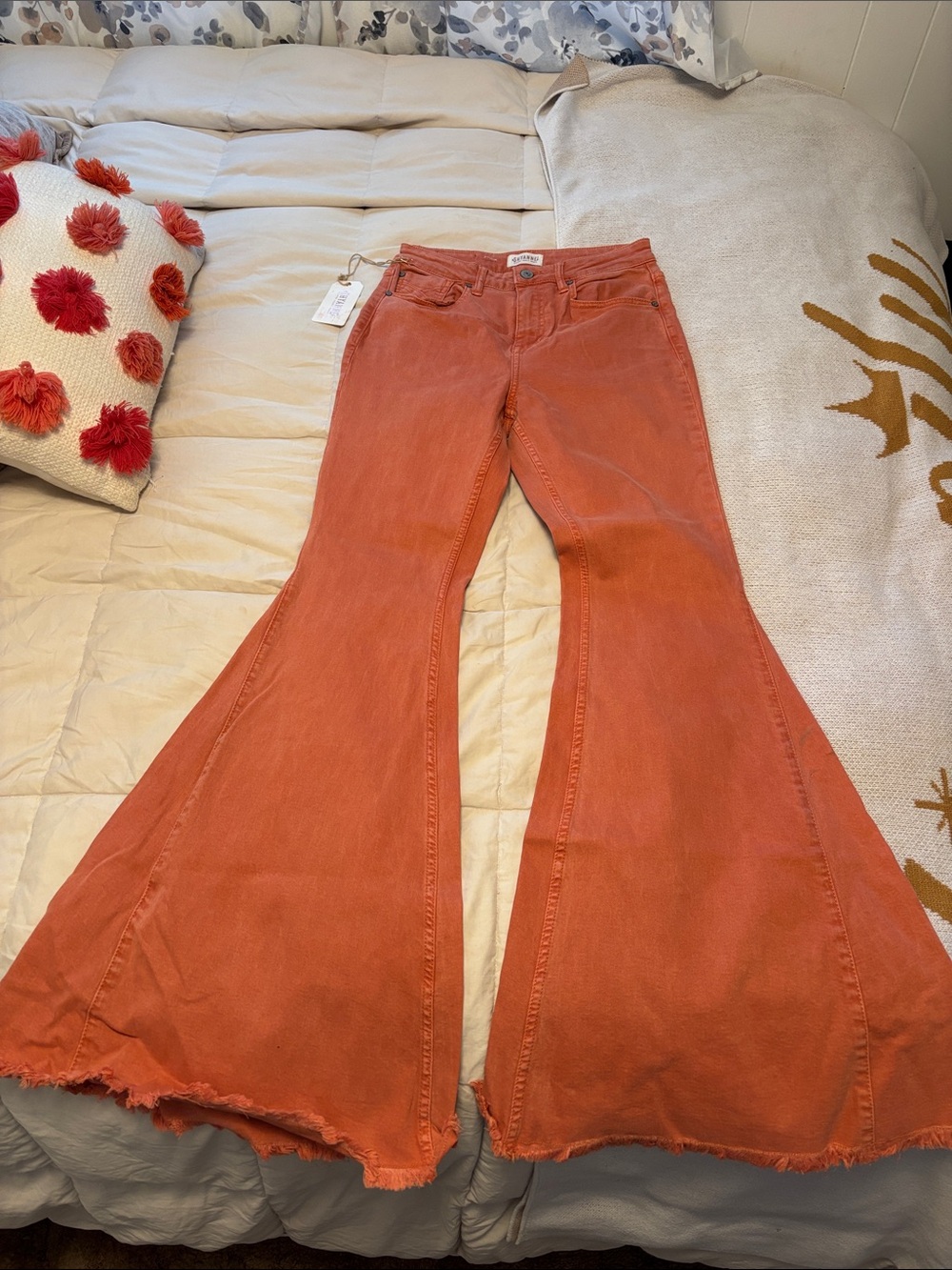 Shyanne Washed Rust Orange High-Rise Flare Jeans